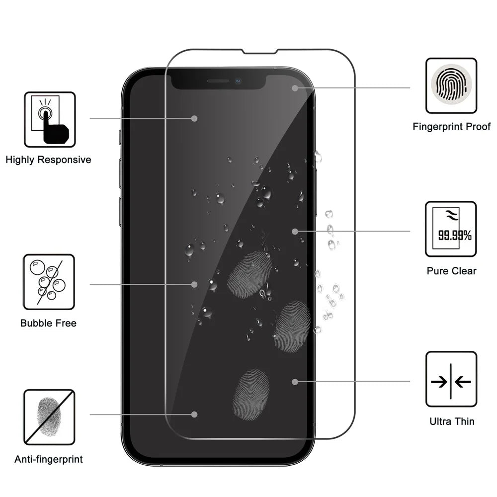 LAJABONI 2Pcs HD Clear Screen Protector For iPhone 12  /  12 Pro Anti-Explosion 2.5D Arc Edge Not Complete Covering Tempered Glass Screen Film - Transparent - 2