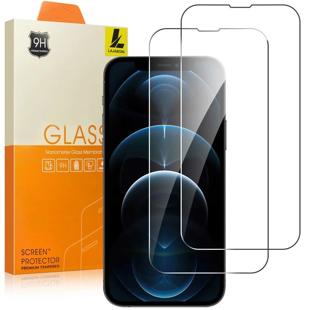 LAJABONI 2Pcs For iPhone 12 Pro Max HD Clear Screen Protector Anti-Explosion 2.5D Arc Edge Not Complete Covering Tempered Glass Screen Film - Transparent - 1