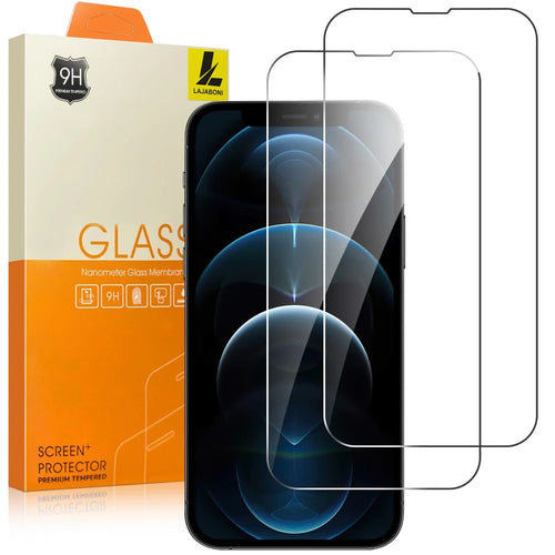 LAJABONI 2Pcs For iPhone 12 Pro Max HD Clear Screen Protector Anti-Explosion 2.5D Arc Edge Not Complete Covering Tempered Glass Screen Film - Transparent - 1