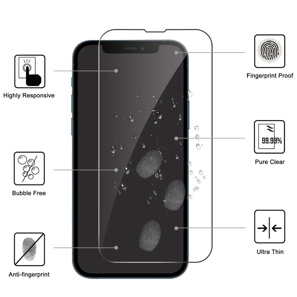 LAJABONI 2Pcs For iPhone 12 Pro Max HD Clear Screen Protector Anti-Explosion 2.5D Arc Edge Not Complete Covering Tempered Glass Screen Film - Transparent - 2