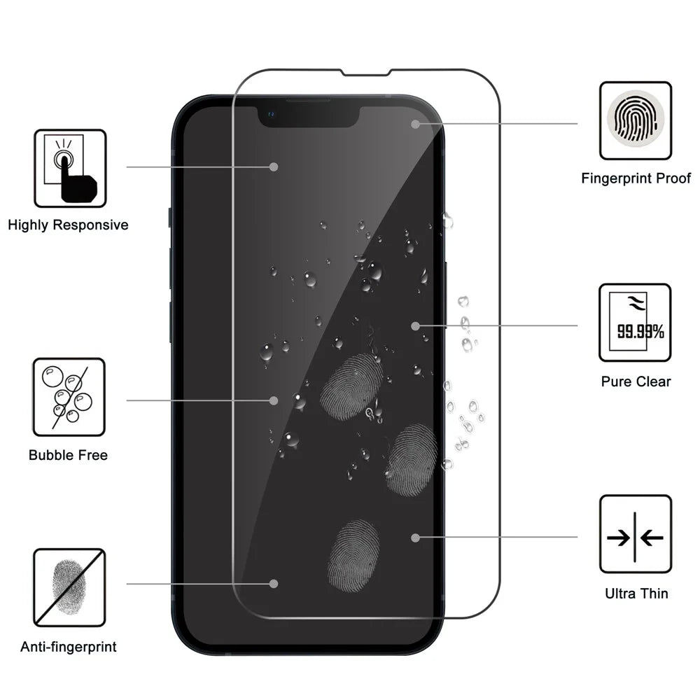 LAJABONI 2Pcs For iPhone 13 mini HD Clear Screen Protector Anti-Explosion 2.5D Arc Edge Not Complete Covering Tempered Glass Screen Film - Transparent - 2