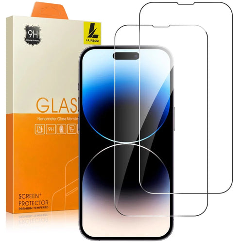 LAJABONI 2Pcs For iPhone 14 Pro HD Clear Screen Protector Anti-Explosion 2.5D Arc Edge Not Complete Covering Tempered Glass Screen Film - Transparent - 1