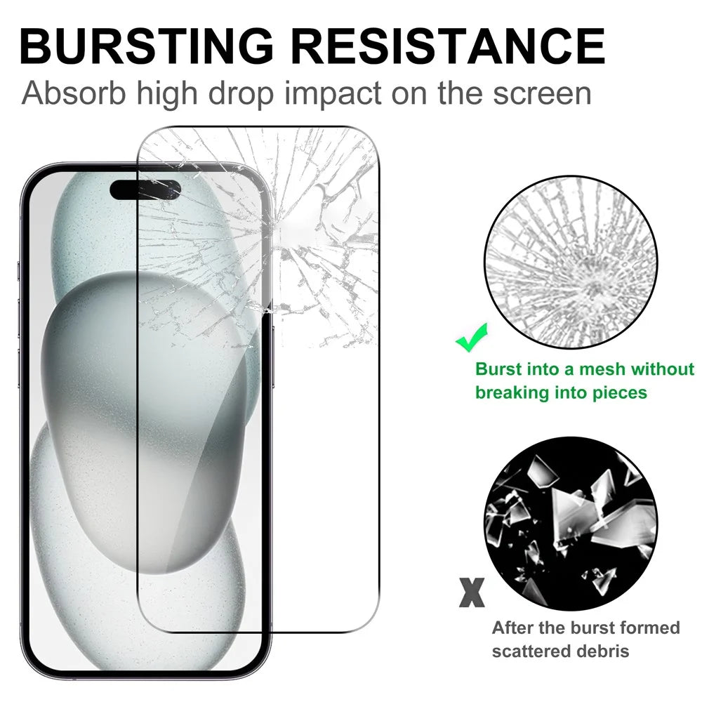 LAJABONI 2Pcs For iPhone 15 HD Clear Screen Protector Anti-Explosion 2.5D Arc Edge Not Complete Covering Tempered Glass Screen Film - Transparent - 4