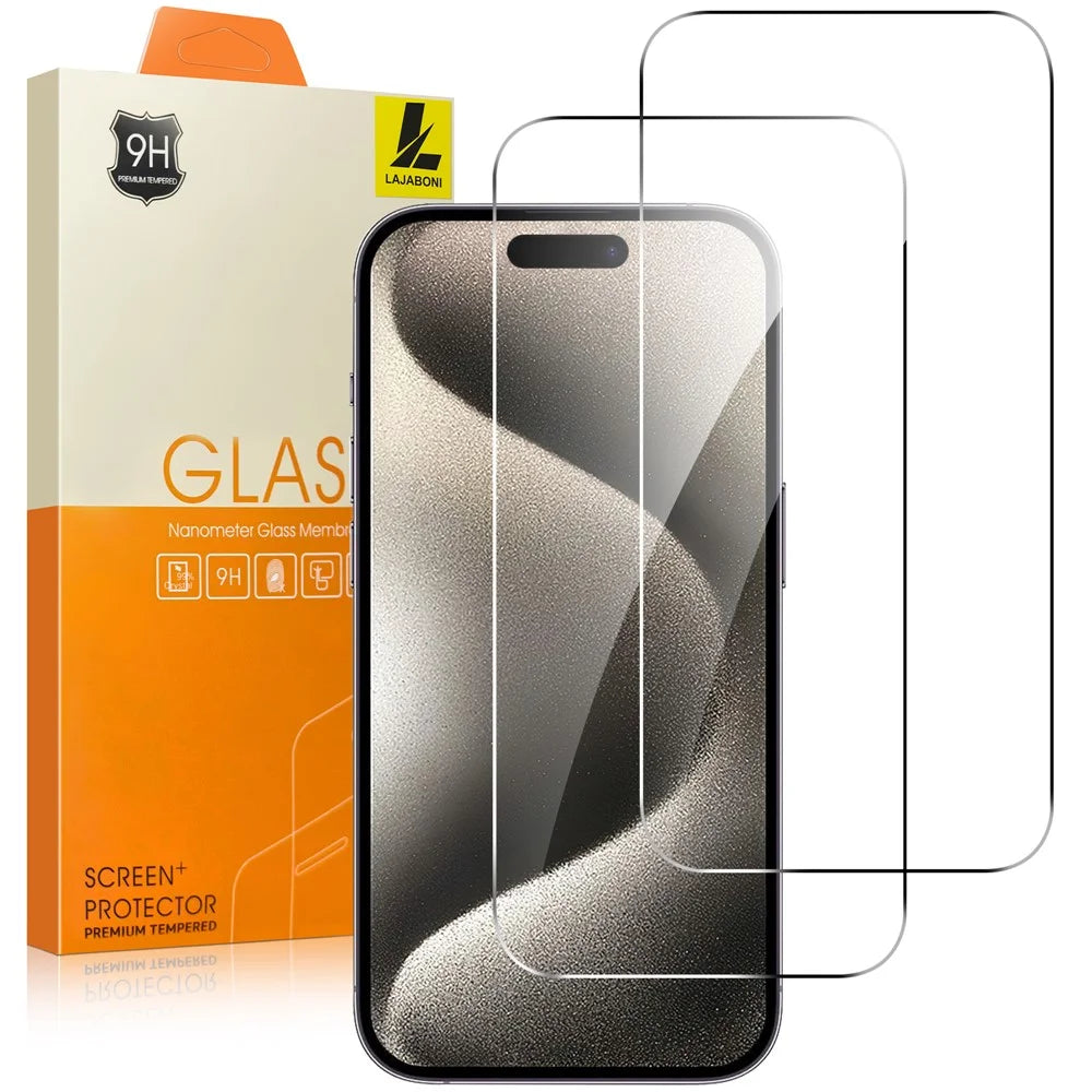 LAJABONI 2Pcs For iPhone 15 Plus HD Clear Screen Protector Anti-Explosion 2.5D Arc Edge Not Complete Covering Tempered Glass Screen Film - Transparent - 1