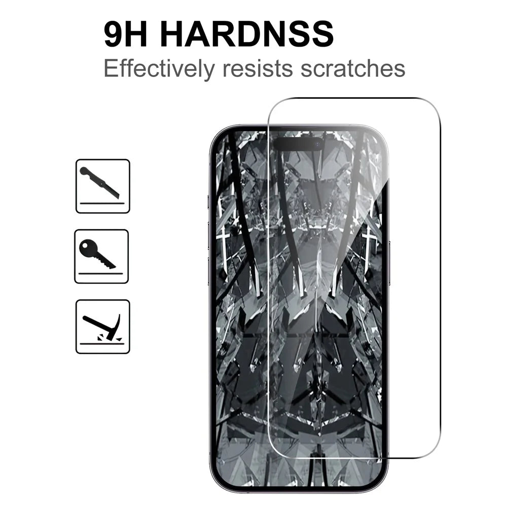 LAJABONI 2Pcs For iPhone 15 Pro HD Clear Screen Protector Anti-Explosion 2.5D Arc Edge Not Complete Covering Tempered Glass Screen Film - Transparent - 3