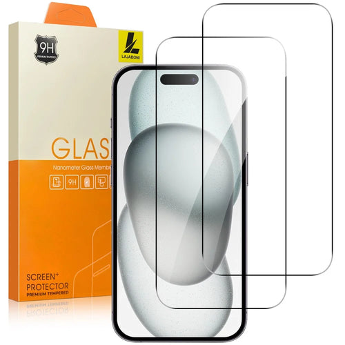 LAJABONI 2Pcs For iPhone 16 HD Clear Screen Protector Anti-Explosion 2.5D Arc Edge Not Complete Covering Tempered Glass Screen Film - Transparent - 1