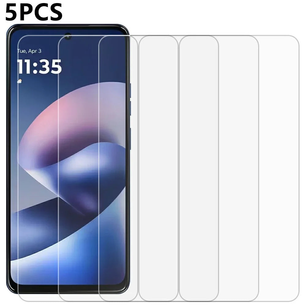 5Pcs For Motorola Moto G37 Power 5G Front Screen Protector 0.3mm 2.5D Tempered Glass Film, Not Full Covering - Transparent - 1