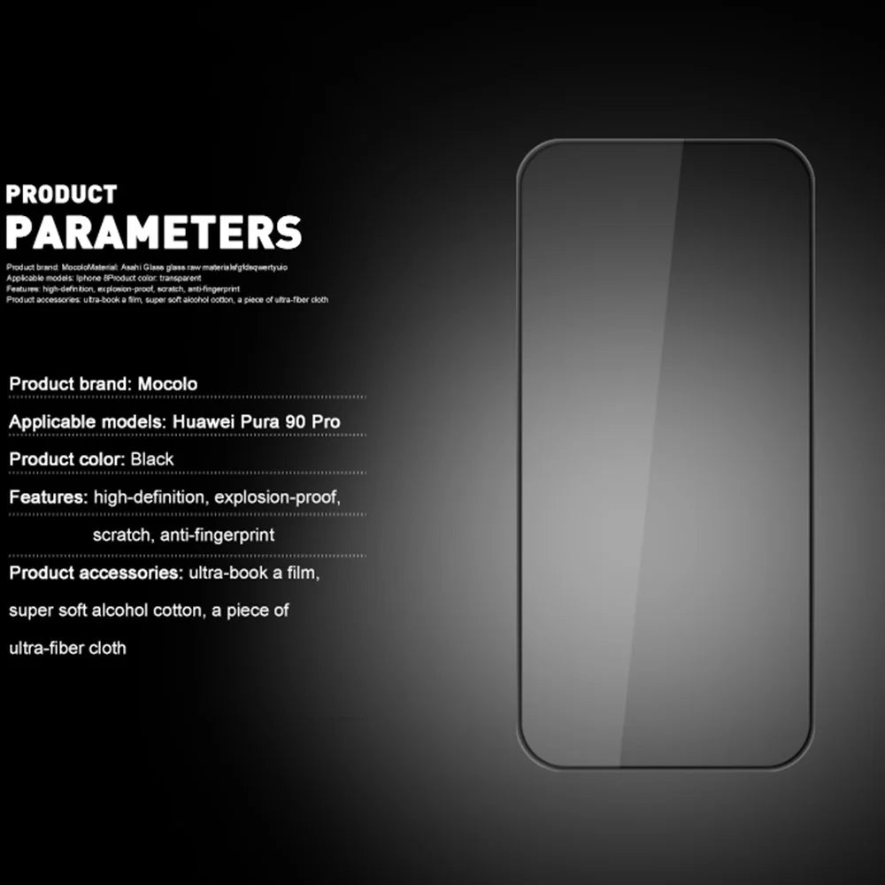 MOCOLO For Huawei Pura 90 Pro Full Screen Protector Anti-Shatter Silk Printing Full Glue Tempered Glass Film - Black - 5