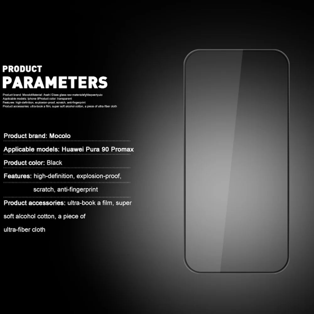 MOCOLO For Huawei Pura 90 Pro Max Full Screen Protector Anti-Shatter Silk Printing Full Glue Tempered Glass Film - Black - 5