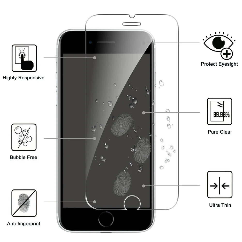LAJABONI 2Pcs For iPhone SE (2020)  /  SE (2022)  /  8 4.7 inch  /  7 4.7 inch HD Clear Screen Protector Anti-Explosion 2.5D Arc Edge Not Complete Covering Tempered Glass Screen Film - Transparent - 2