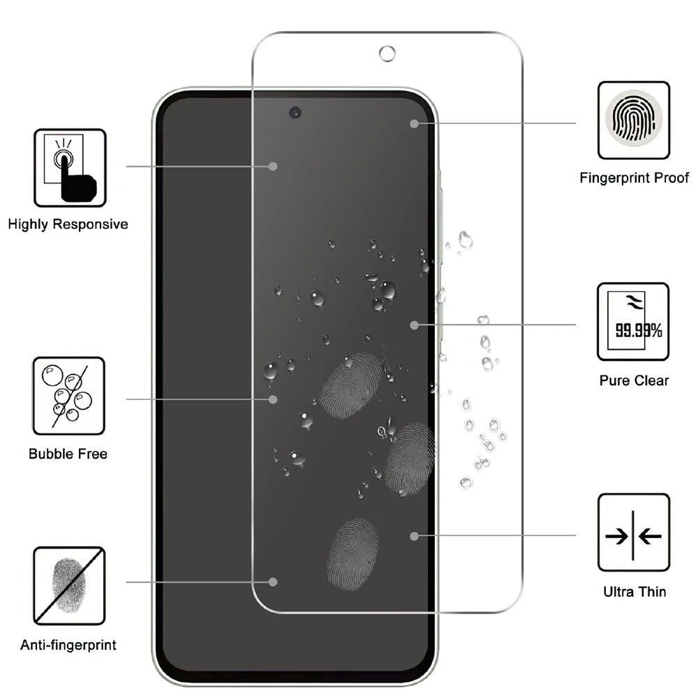 LAJABONI 2Pcs For Samsung Galaxy S24 FE HD Clear Screen Protector Anti-Explosion 2.5D Arc Edge Not Complete Covering Tempered Glass Screen Film - Transparent - 2