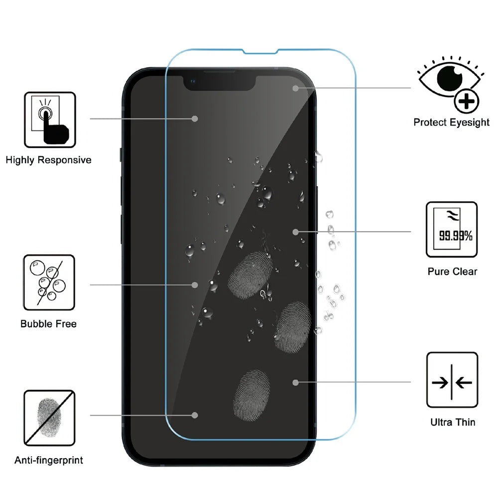 LAJABONI 2Pcs For iPhone 14 Pro Max HD Clear Screen Protector Anti-blue-ray Not Complete Covering Tempered Glass Screen Film - Transparent - 2