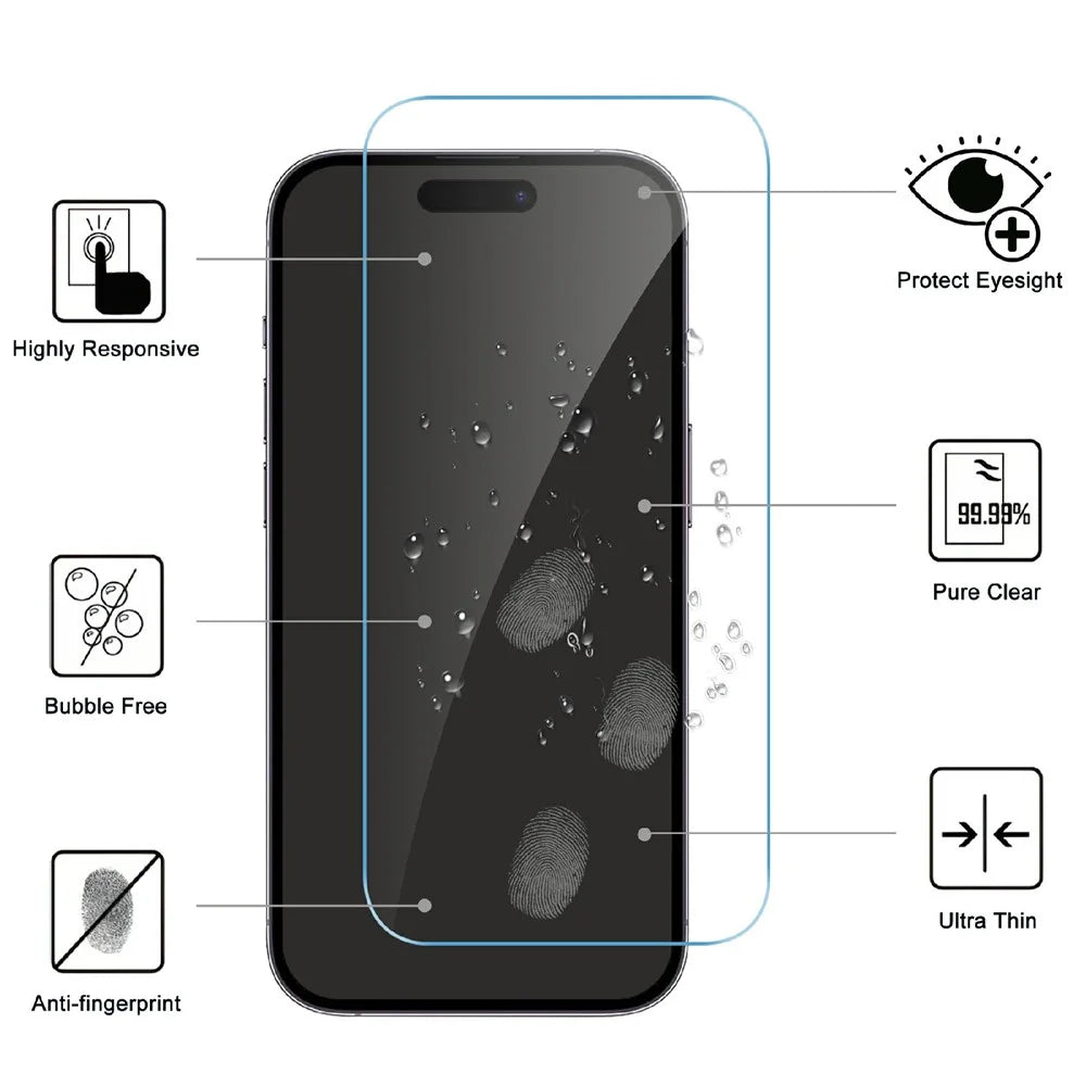 LAJABONI 2Pcs For iPhone 17 HD Clear Screen Protector Anti-blue-ray Not Complete Covering Tempered Glass Screen Film - Transparent - 2