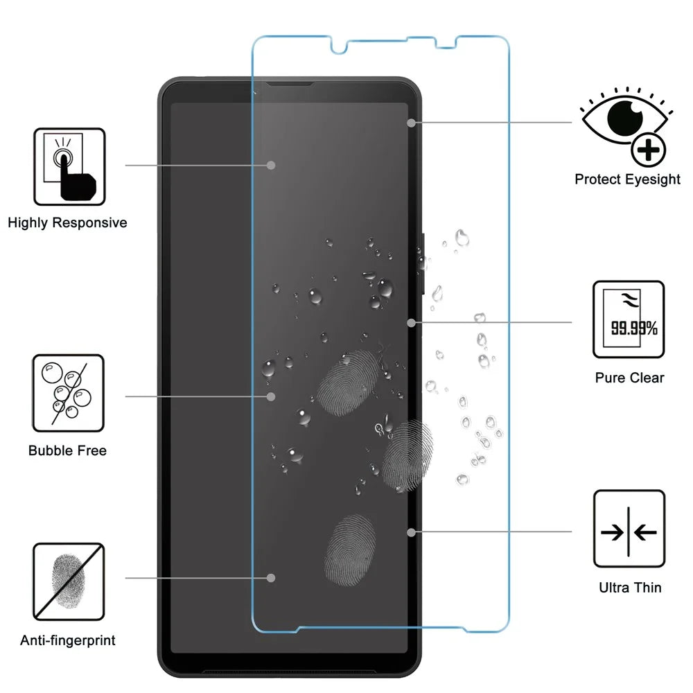 LAJABONI 2Pcs For Sony Xperia 10 V HD Clear Screen Protector Anti-blue-ray Not Complete Covering Tempered Glass Screen Film - Transparent - 2