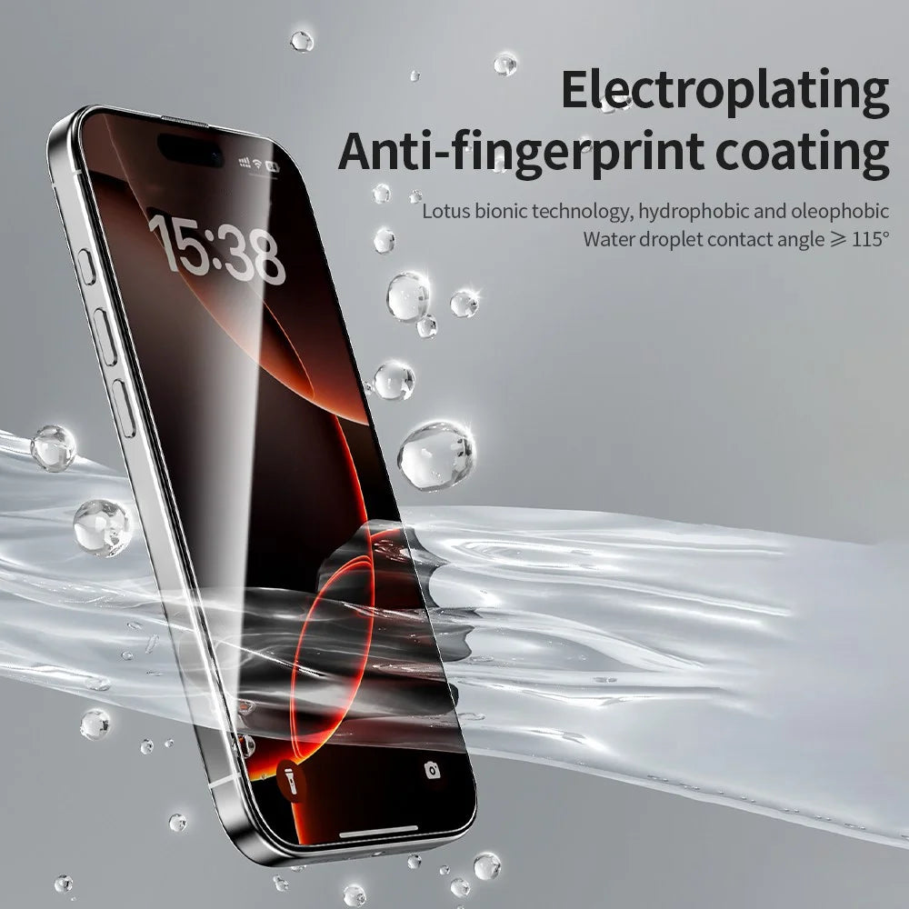 ZGA For For iPhone 17 / 16 Pro Screen Protector Anti-static High Aluminum-Silicon Glass HD Film - Transparent with Black Edge - 4