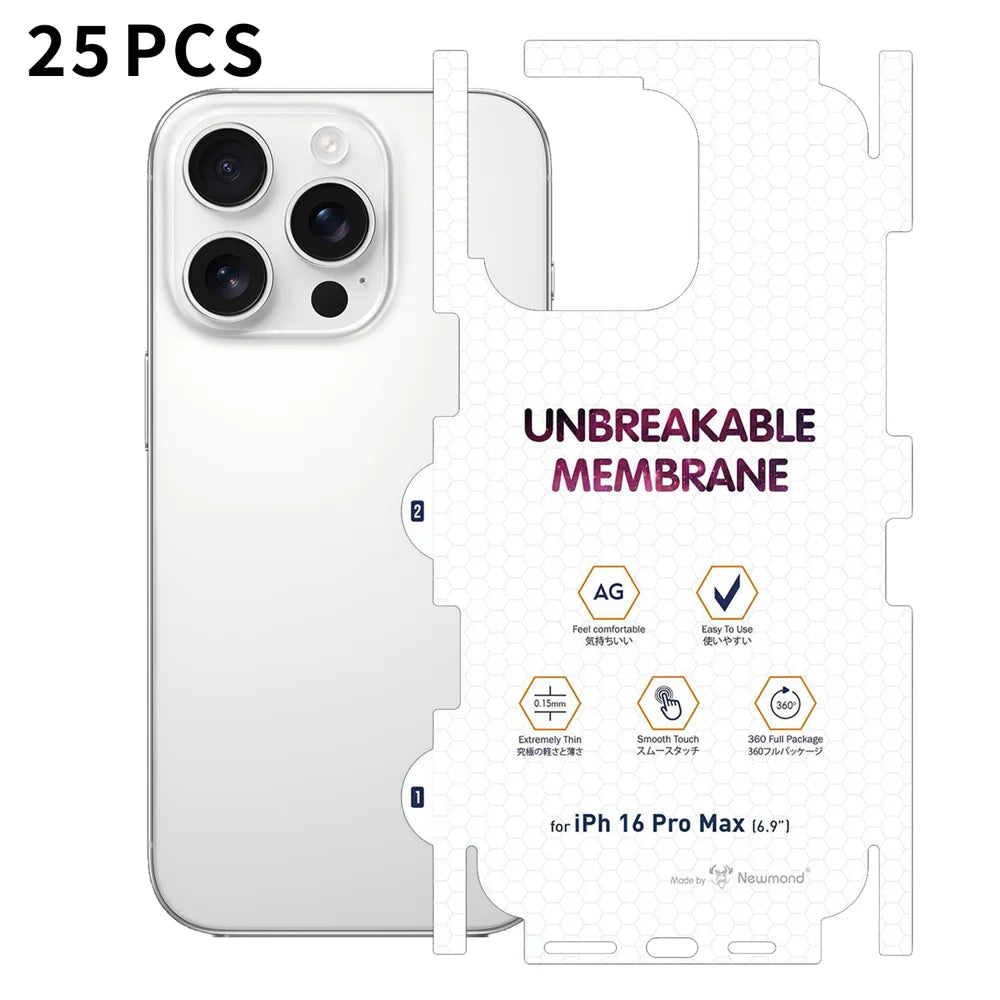 For iPhone 16 Pro Max 25Pcs Back Screen Protector Full Coverage Matte TPU Hydrogel Film - Transparent - 1