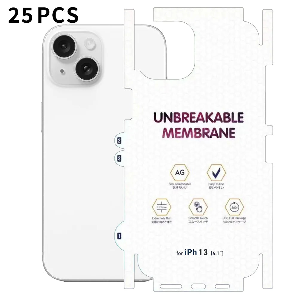 For iPhone 13 25Pcs Back Screen Protector Full Coverage Matte TPU Hydrogel Film - Transparent - 1