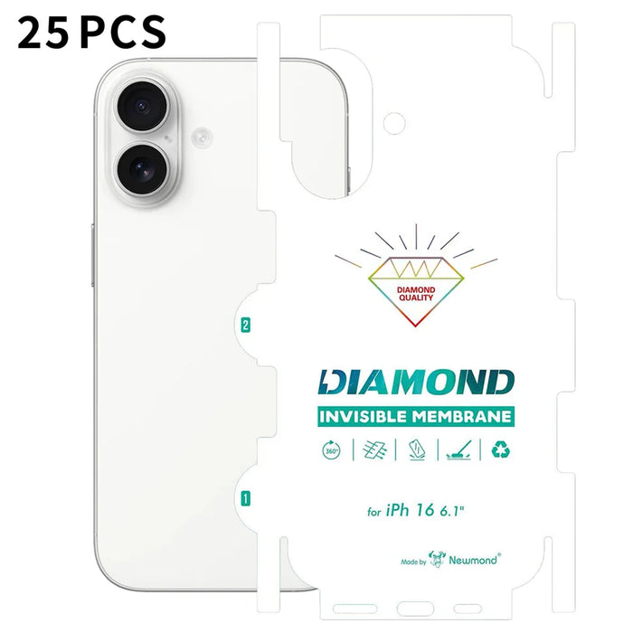 For iPhone 16 25Pcs TPU Hydrogel Film Invisible Self-Healing Anti-Fingerprint Full Cover Back Protector - Transparent - 1