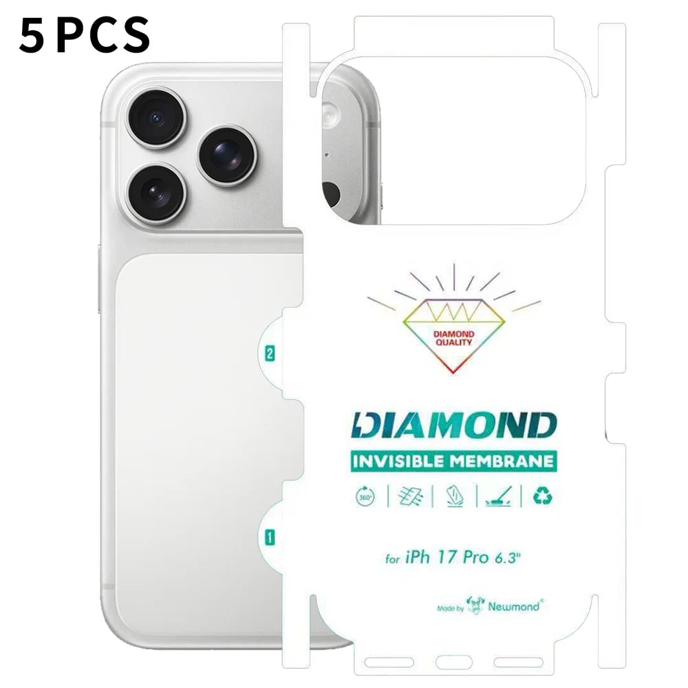 For iPhone 17 Pro 5Pcs TPU Hydrogel Film Invisible Self-Healing Anti-Fingerprint Full Cover Back Protector - Transparent - 1