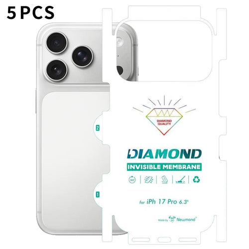 For iPhone 17 Pro 5Pcs TPU Hydrogel Film Invisible Self-Healing Anti-Fingerprint Full Cover Back Protector - Transparent - 1