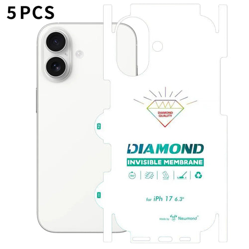 For iPhone 17 5Pcs TPU Hydrogel Film Invisible Self-Healing Anti-Fingerprint Full Cover Back Protector - Transparent - 1