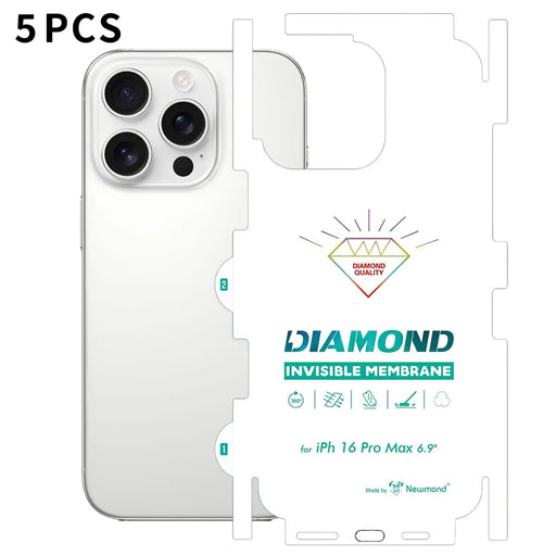 For iPhone 16 Pro Max 5Pcs TPU Hydrogel Film Invisible Self-Healing Anti-Fingerprint Full Cover Back Protector - Transparent - 1