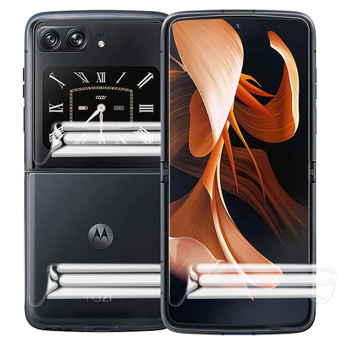 For Motorola Razr 2022 5G, HD PET Screen Protector Anti-Scratch Soft Screen Hydrogel Film Set with Back, Front + Camera Lens Hydrogel Film - 1