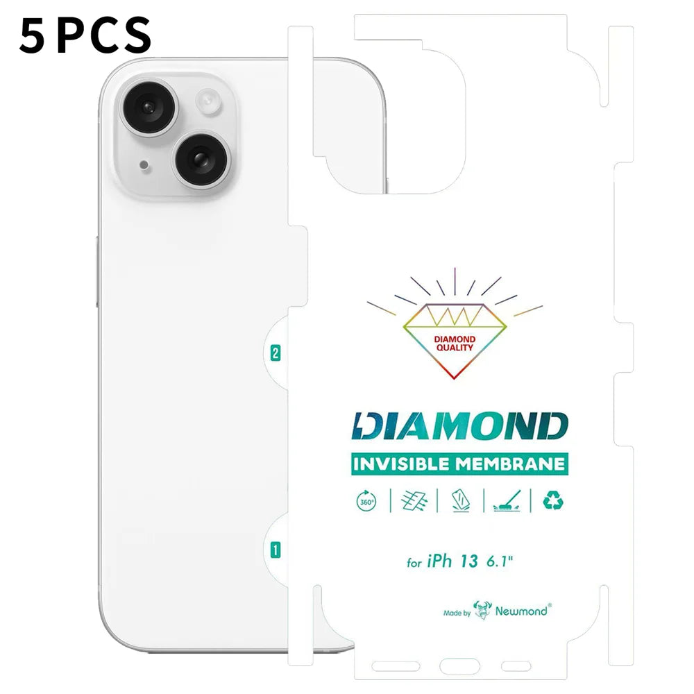 For iPhone 13 5Pcs TPU Hydrogel Film Invisible Self-Healing Anti-Fingerprint Full Cover Back Protector - Transparent - 1