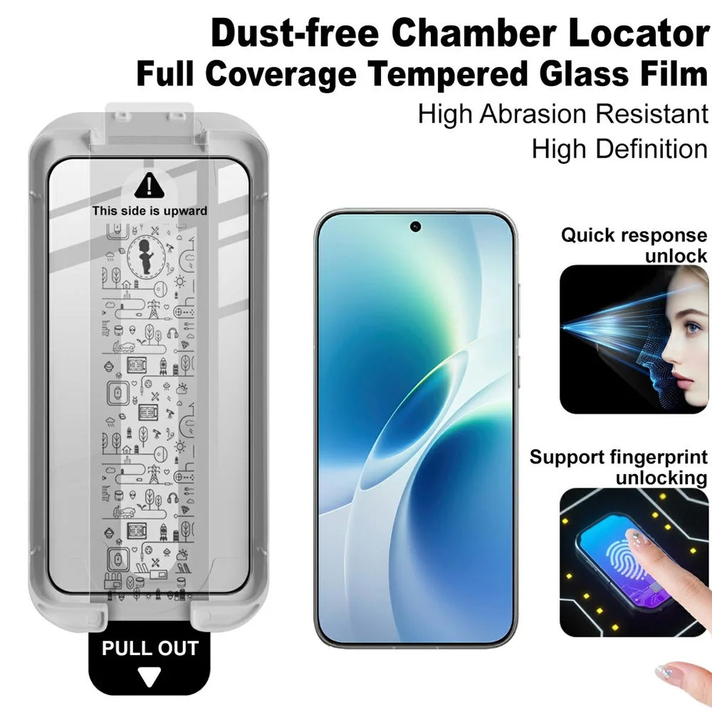 IMAK 3Pcs Tempered Glass For vivo X300s 5G Full Screen Protector Full Glue Film with Dust-free Installation Tool (Fingerprint Unlock) - Black - 3