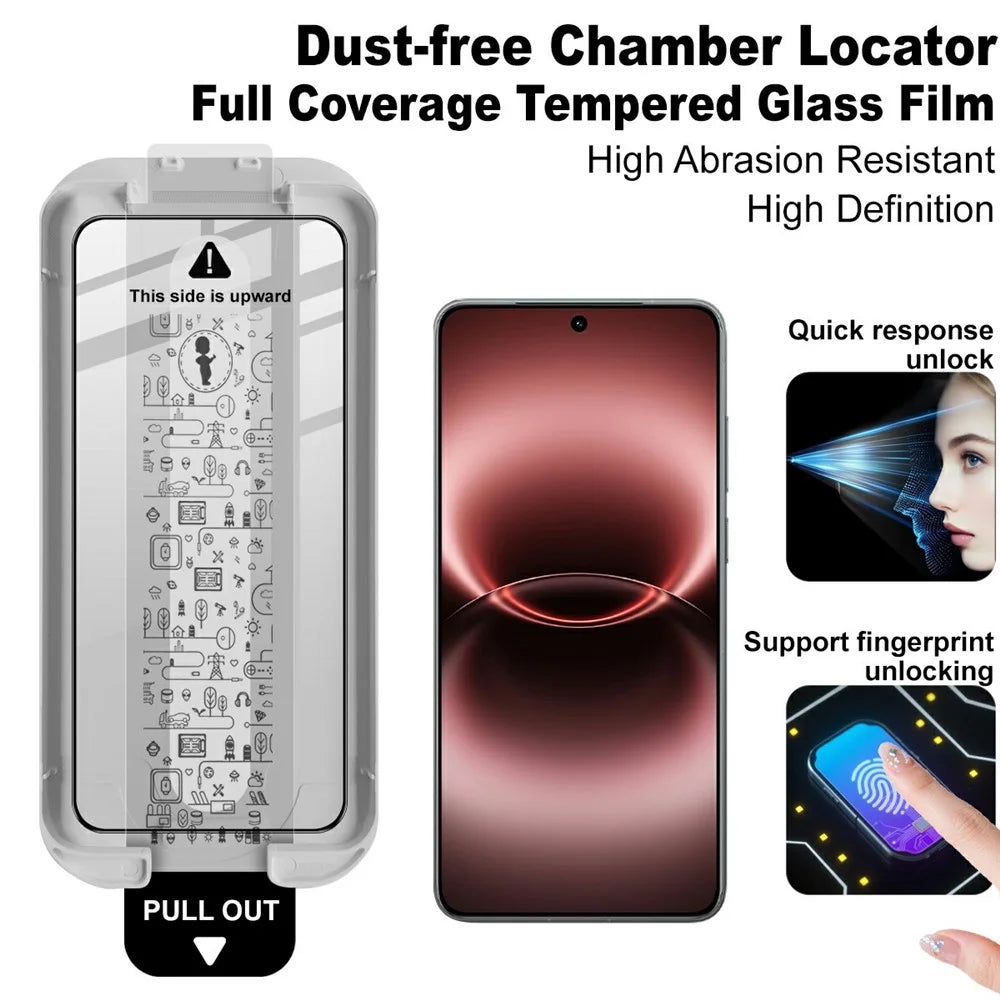 IMAK 3Pcs Tempered Glass For vivo X300 Ultra 5G Full Screen Protector Full Glue Film with Dust-free Installation Tool (Fingerprint Unlock) - Black - 3
