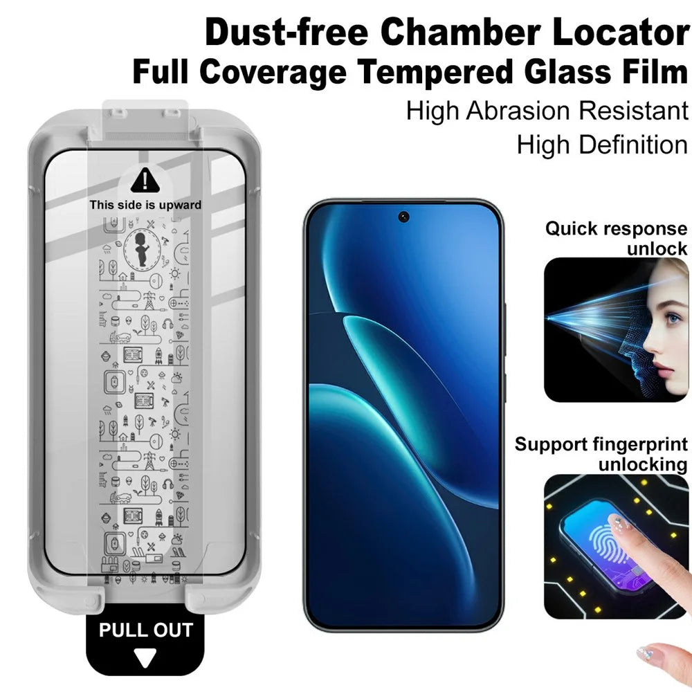 IMAK 3Pcs Tempered Glass For vivo iQOO Z11 5G Full Screen Protector Full Glue Film with Dust-free Installation Tool (Fingerprint Unlock) - Black - 3