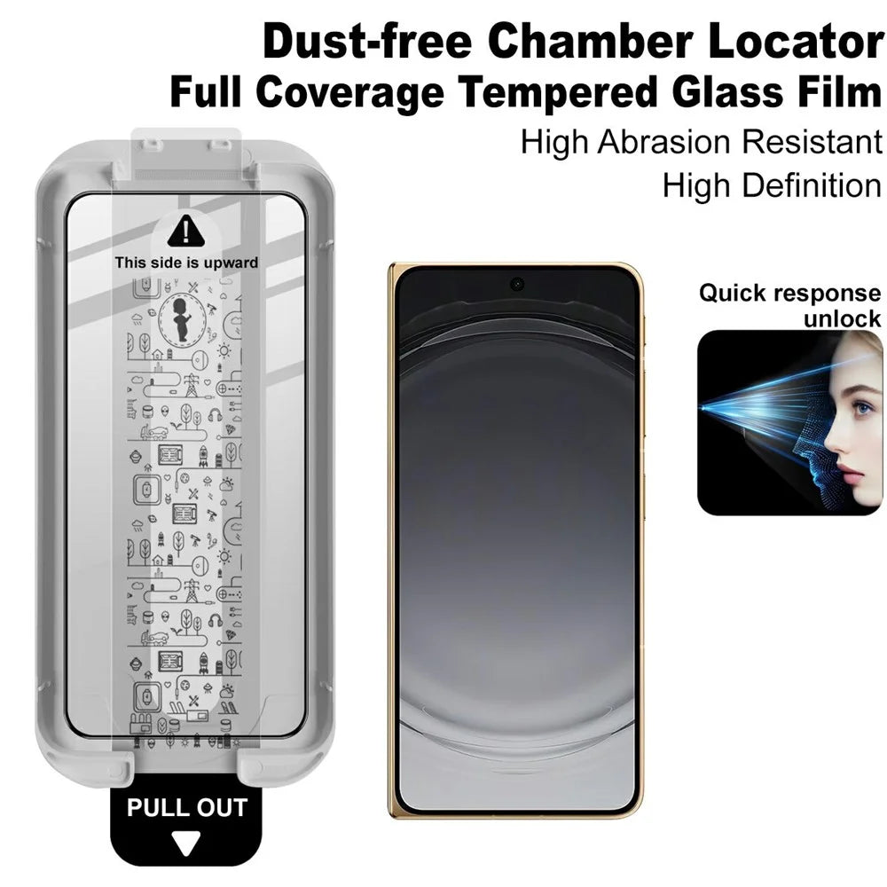 IMAK 3Pcs Tempered Glass For Oppo Find N6 5G Full Screen Protector Full Glue Film with Dust-free Installation Tool (Fingerprint Unlock) - Black - 3
