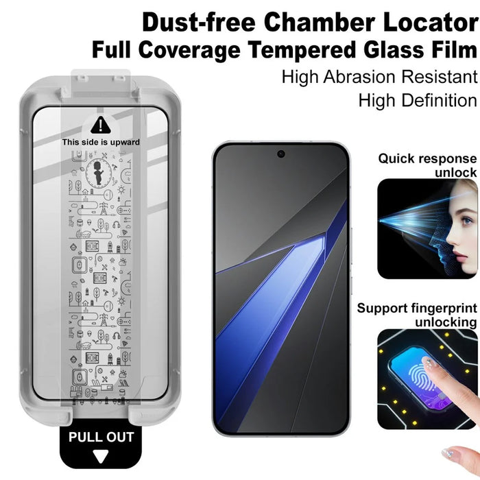 IMAK 3Pcs Tempered Glass For Oppo K15 Pro 5G Full Screen Protector Full Glue Film with Dust-free Installation Tool (Fingerprint Unlock) - Black - 3
