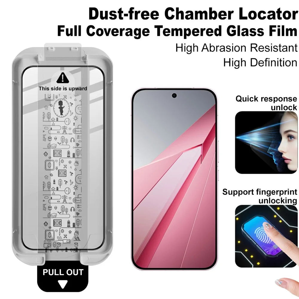 IMAK 3Pcs Tempered Glass For Oppo K15 Pro+ 5G Full Screen Protector Full Glue Film with Dust-free Installation Tool (Fingerprint Unlock) - Black - 3