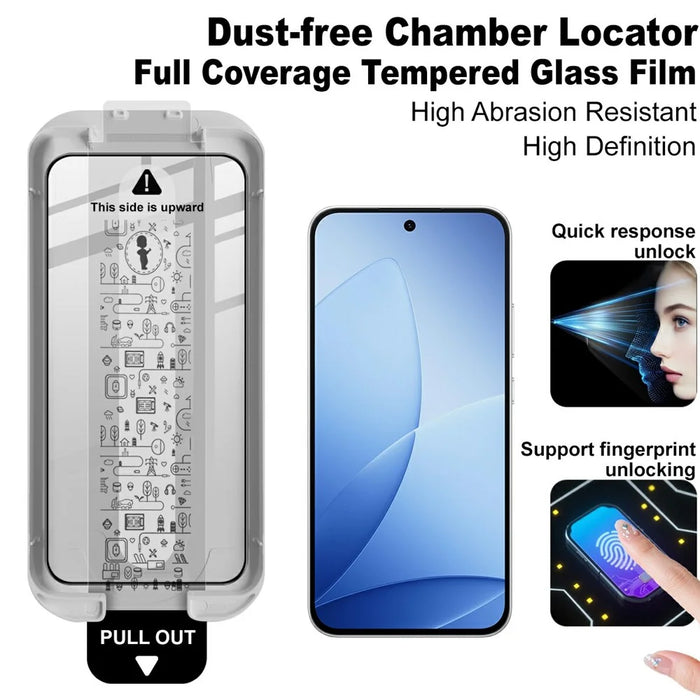 IMAK 3Pcs Tempered Glass For Oppo A6s Pro 5G Full Screen Protector Full Glue Film with Dust-free Installation Tool (Fingerprint Unlock) - Black - 3