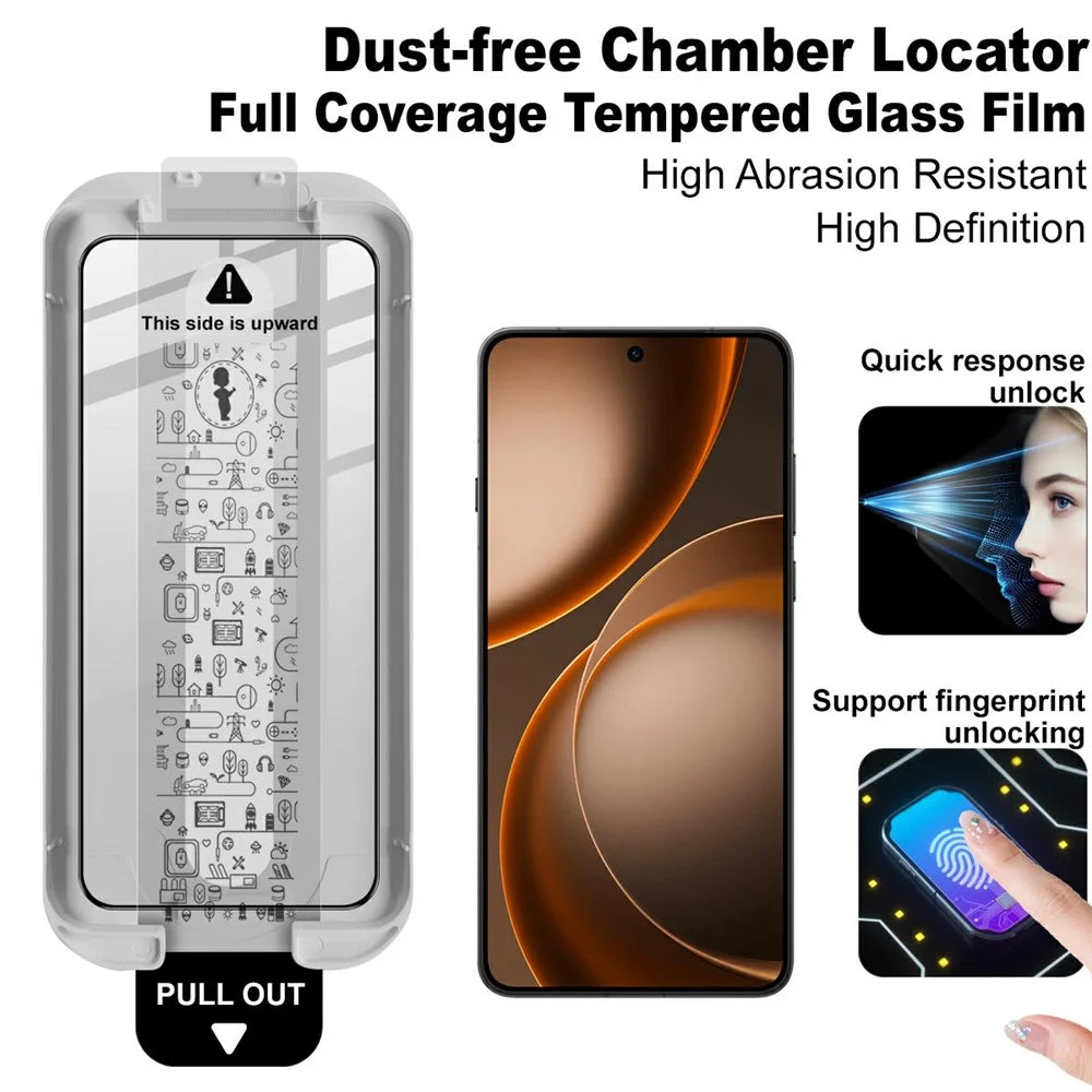 IMAK 3Pcs Tempered Glass For Oppo Find X9 Ultra 5G Full Screen Protector Full Glue Film with Dust-free Installation Tool (Fingerprint Unlock) - Black - 3