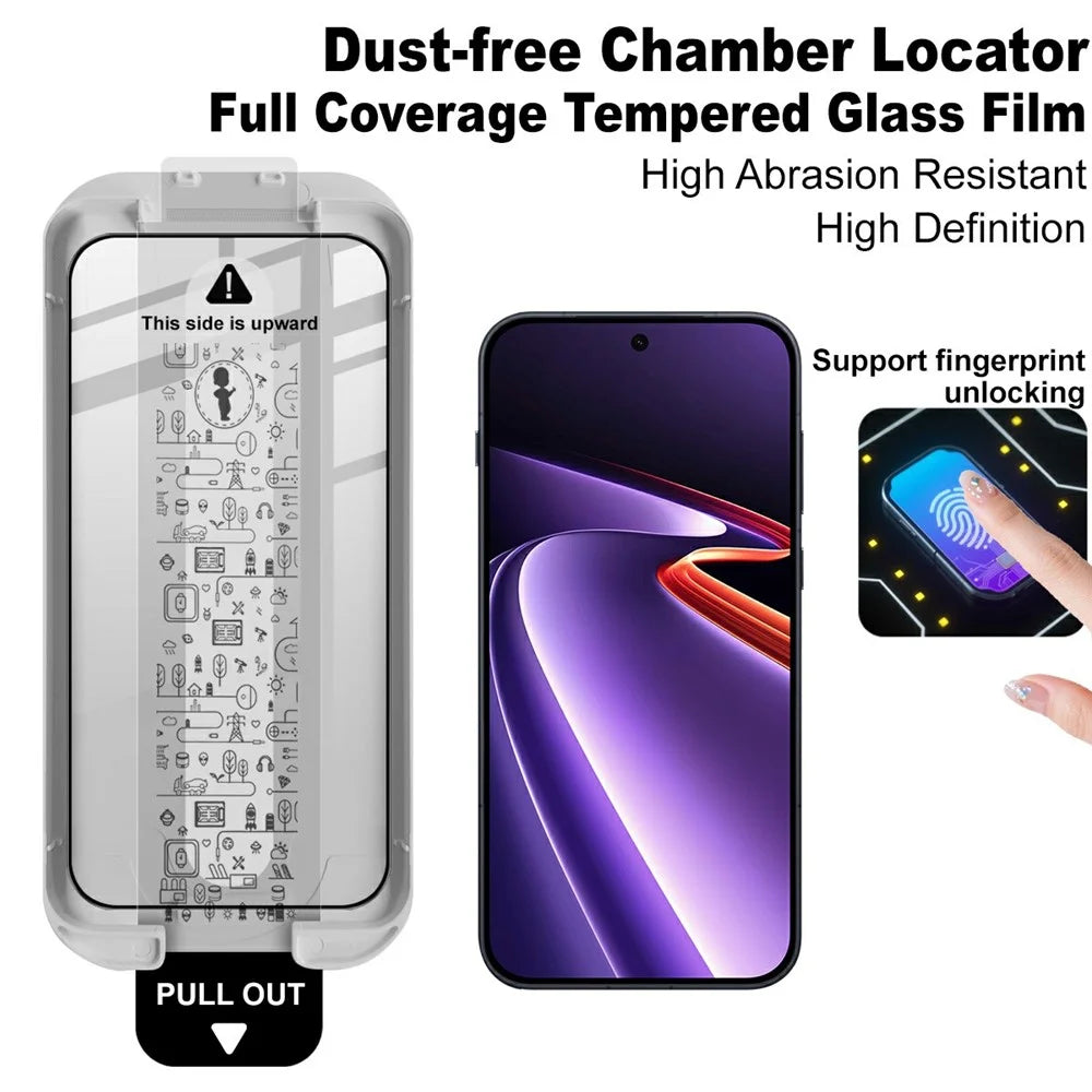 IMAK Tempered Glass For OnePlus Ace 6 Ultra 5G Full Screen Protector Full Glue Film with Dust-free Installation Tool (Fingerprint Unlock) - Black - 3