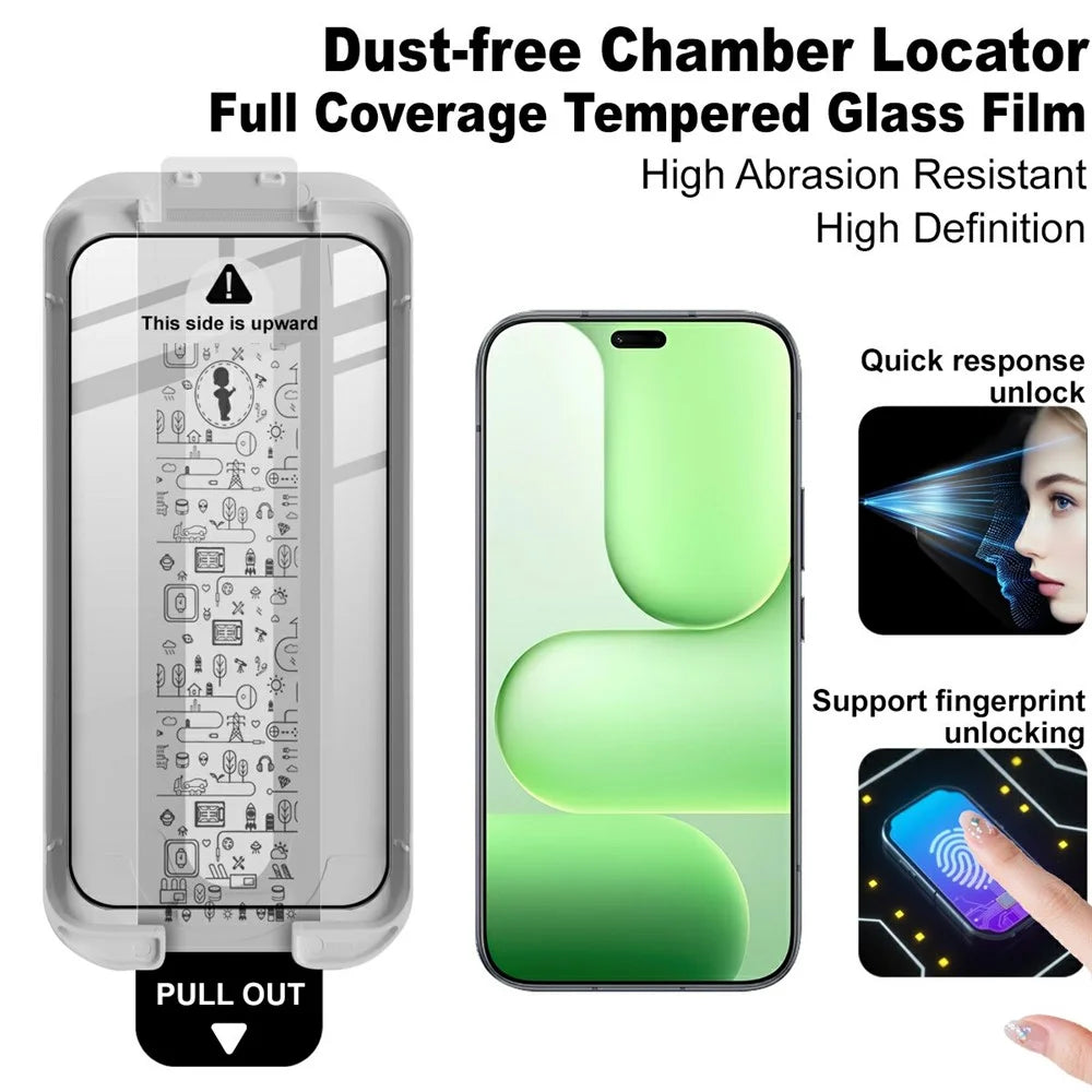 IMAK Tempered Glass For Honor 600 Lite 5G  /  X80i 5G Full Screen Protector Full Glue Film with Dust-free Installation Tool (Fingerprint Unlock) - Black - 3