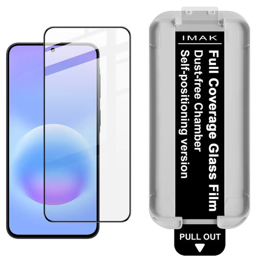 IMAK Tempered Glass For Samsung Galaxy A57 5G Full Screen Protector Full Glue Film with Dust-free Installation Tool (Fingerprint Unlock) - Black - 1
