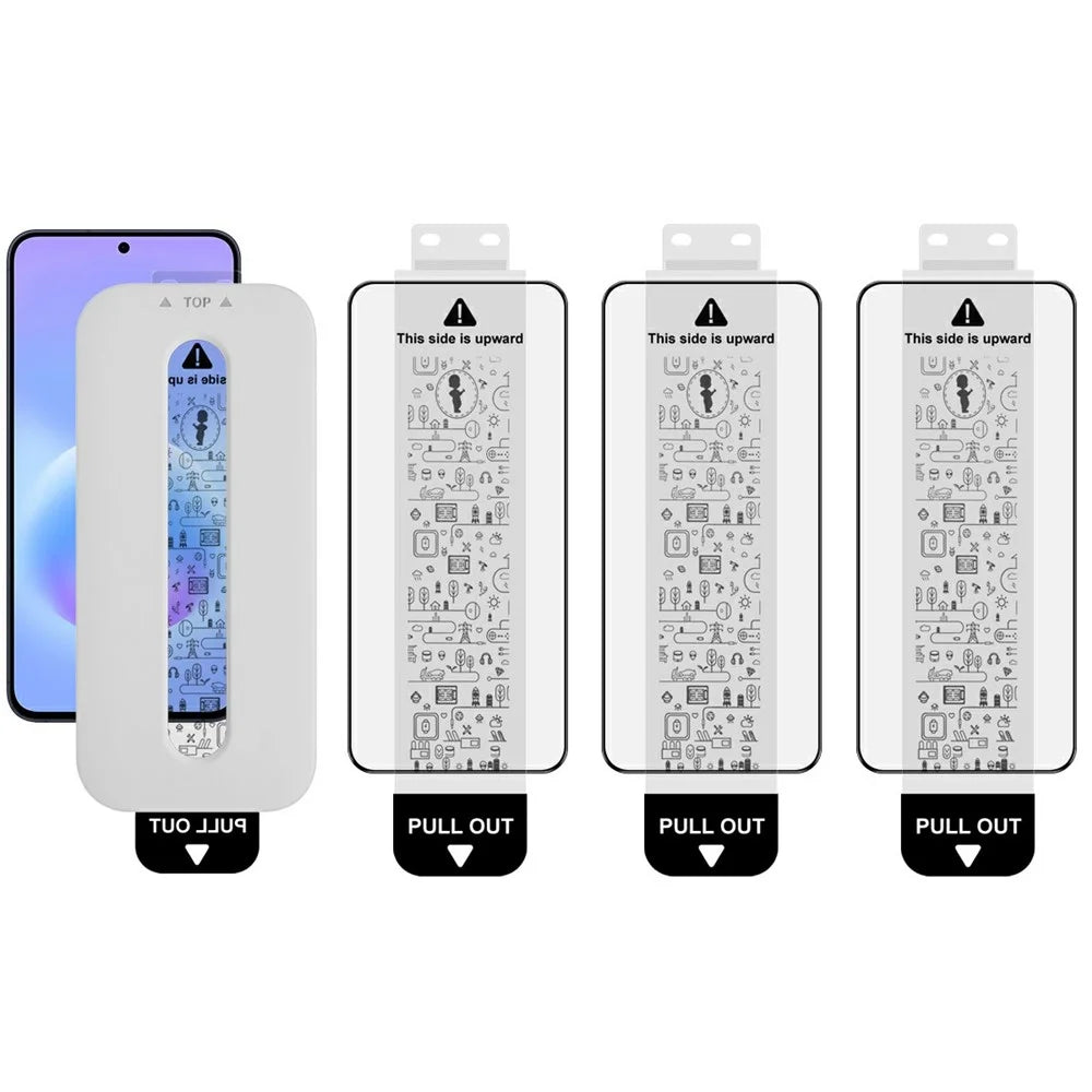 IMAK 3Pcs Tempered Glass For Samsung Galaxy A57 5G Full Screen Protector Full Glue Film with Dust-free Installation Tool (Fingerprint Unlock) - Black - 1
