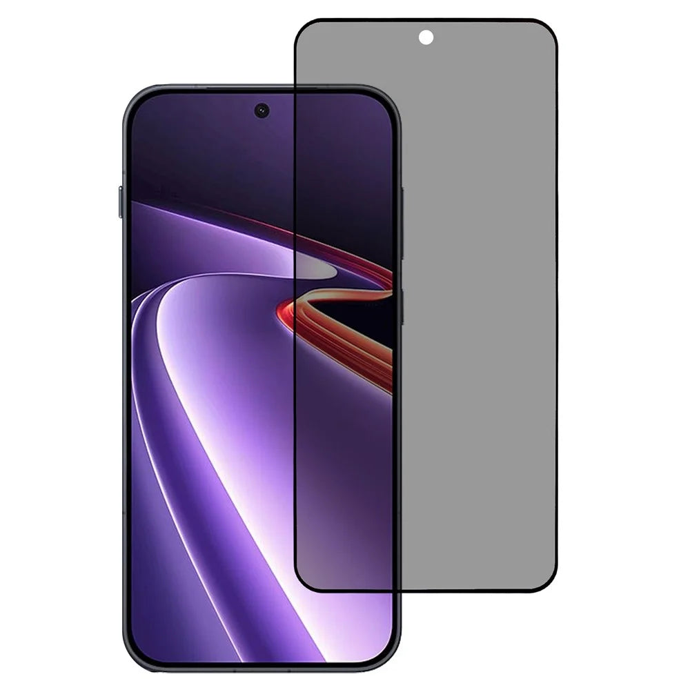For OnePlus Ace 6 Ultra 5G Anti-Spy Full Screen Protector Silk Printing Full Glue Privacy High Aluminium-silicon Glass Film (Fingerprint Unlock) - Black - 1