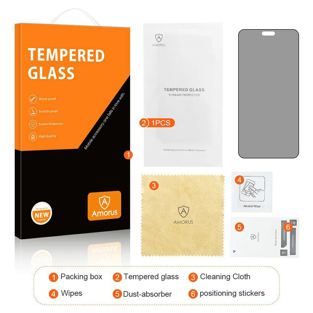 AMORUS For Honor 600 Lite 5G Anti Spy Tempered Glass Film 2.5D Silk Printing Full Glue Full Screen Protector - Black - 7