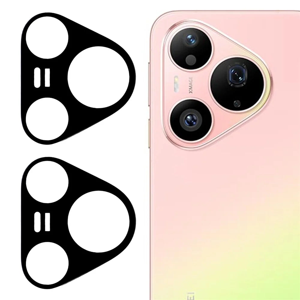 2Pcs For Huawei Pura 90 Pro Full Coverage Camera Lens Protector Silk Printing Tempered Glass Lens Film 3D Arc Edge - Black - 1
