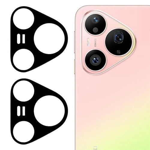 2Pcs For Huawei Pura 90 Pro Full Coverage Camera Lens Protector Silk Printing Tempered Glass Lens Film 3D Arc Edge - Black - 1