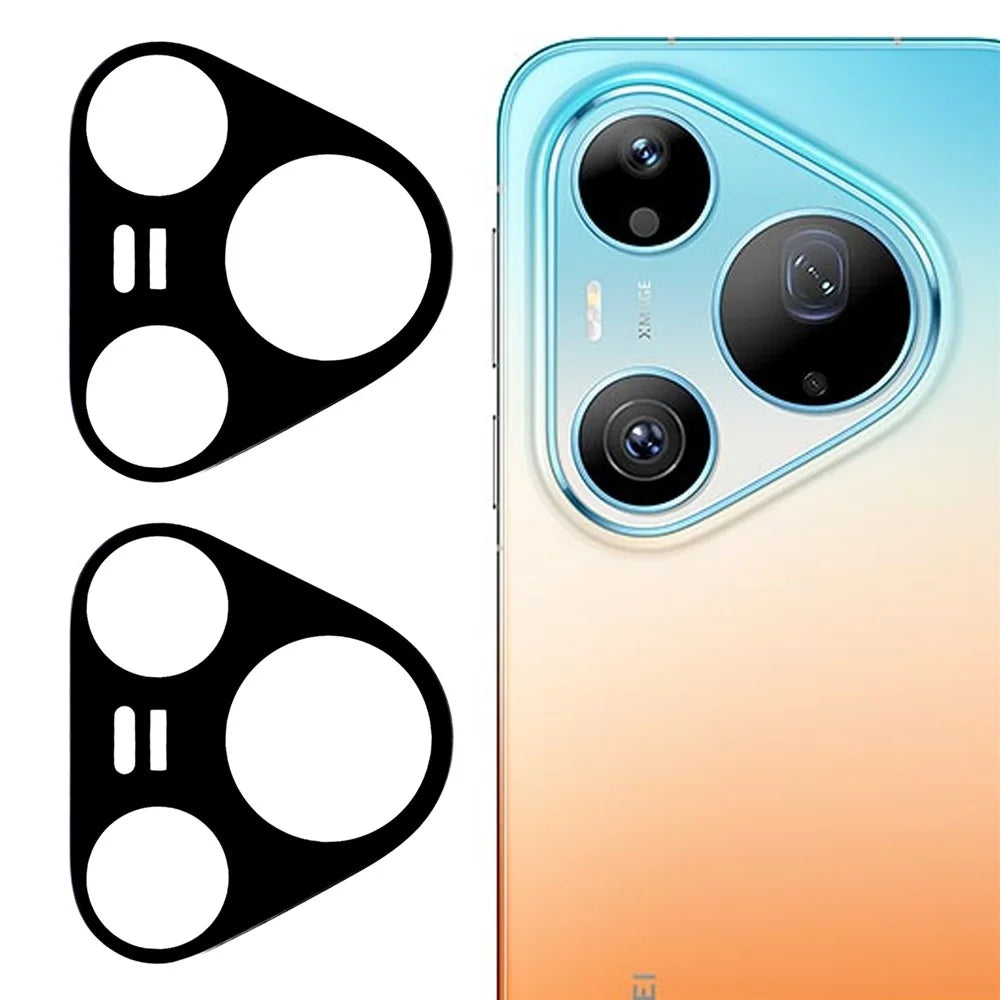 2Pcs For Huawei Pura 90 Pro Max Full Coverage Camera Lens Protector Silk Printing Tempered Glass Lens Film 3D Arc Edge - Black - 1
