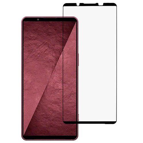 For Sony Xperia 1 VIII Full Screen Protector Full Glue Silk Printing Tempered Glass Film - Black - 1