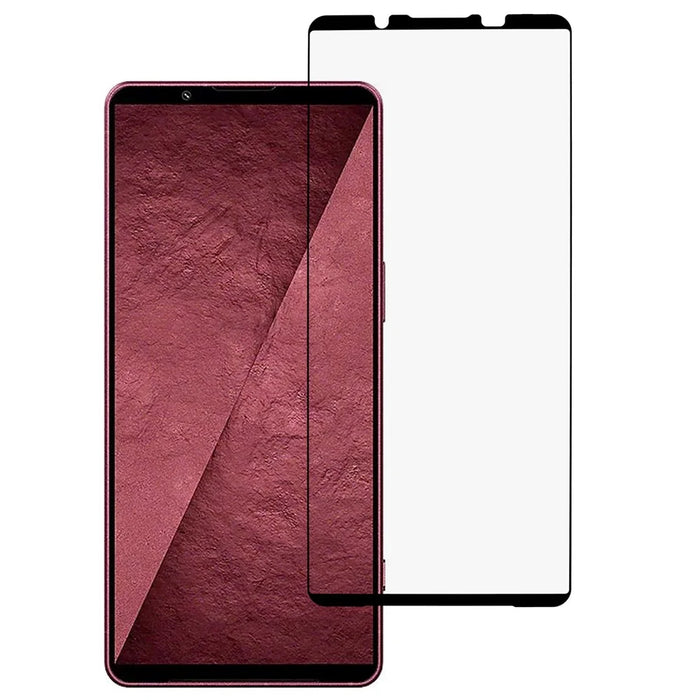 For Sony Xperia 1 VIII Full Screen Protector Full Glue Silk Printing Tempered Glass Film - Black - 1
