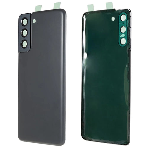 For Samsung Galaxy S21 5G G991 Battery Housing with Adhesive Sticker + Camera Lens Cover - Black - 1