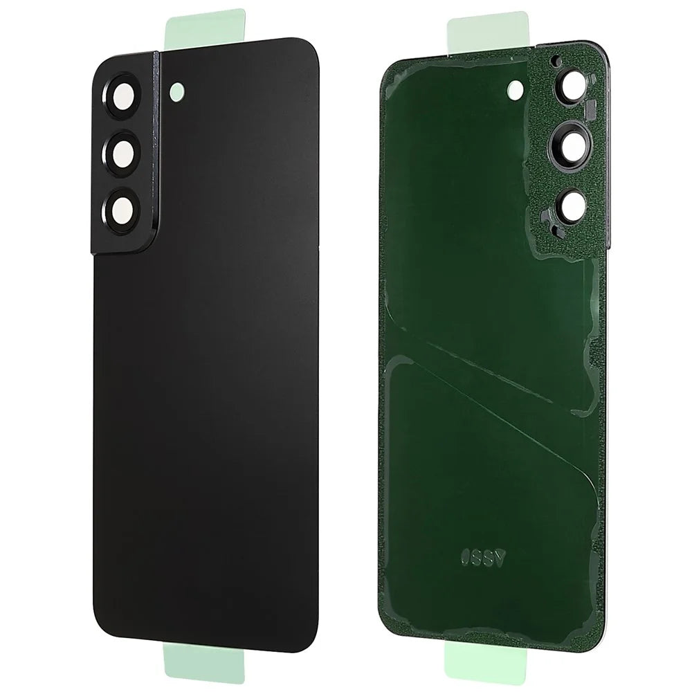 For Samsung Galaxy S22 5G S901 Battery Housing with Adhesive Sticker + Camera Lens Cover - Black - 1