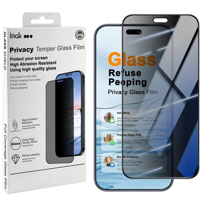 IMAK For Huawei Pura 90 Anti Peep Tempered Glass Screen Protector Full Coverage - Black - 1